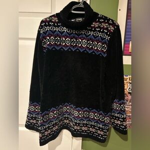 Vintage Black Sweater with Colorful Pattern